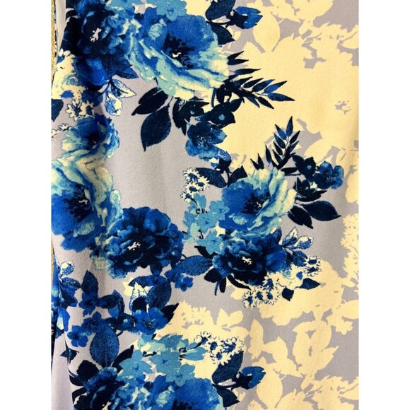 Donna Ricco Dress Blue White 10 Floral Stretch Sheath Washable Sleeveless - Picture 3 of 7